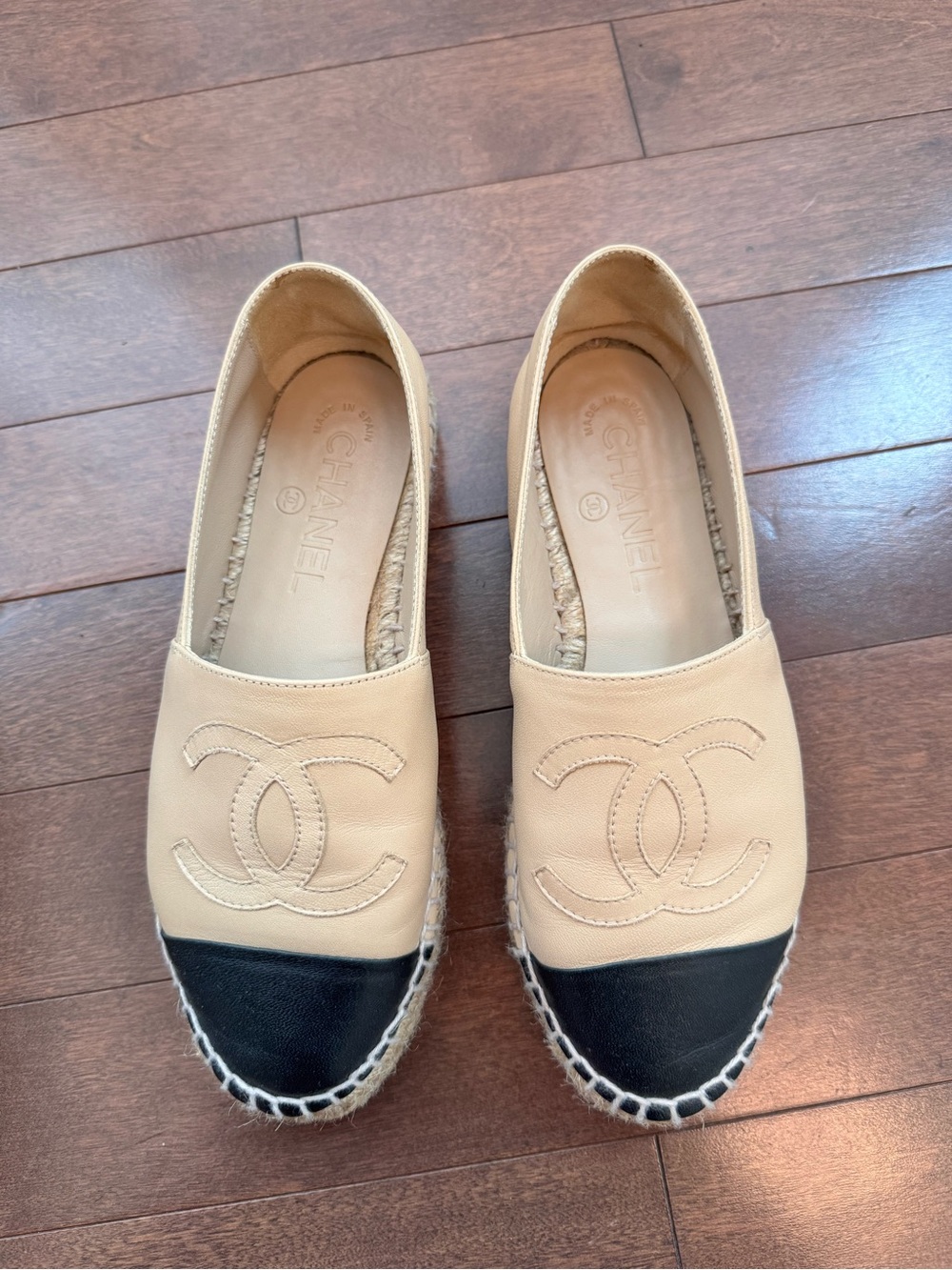 Chanel Beige and Black Espadrilles